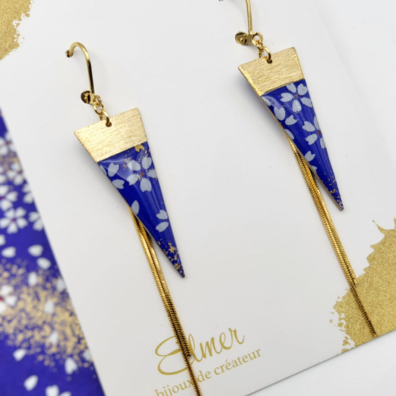 Boucles d'oreilles SANKAKU, pendantes / 2 coloris