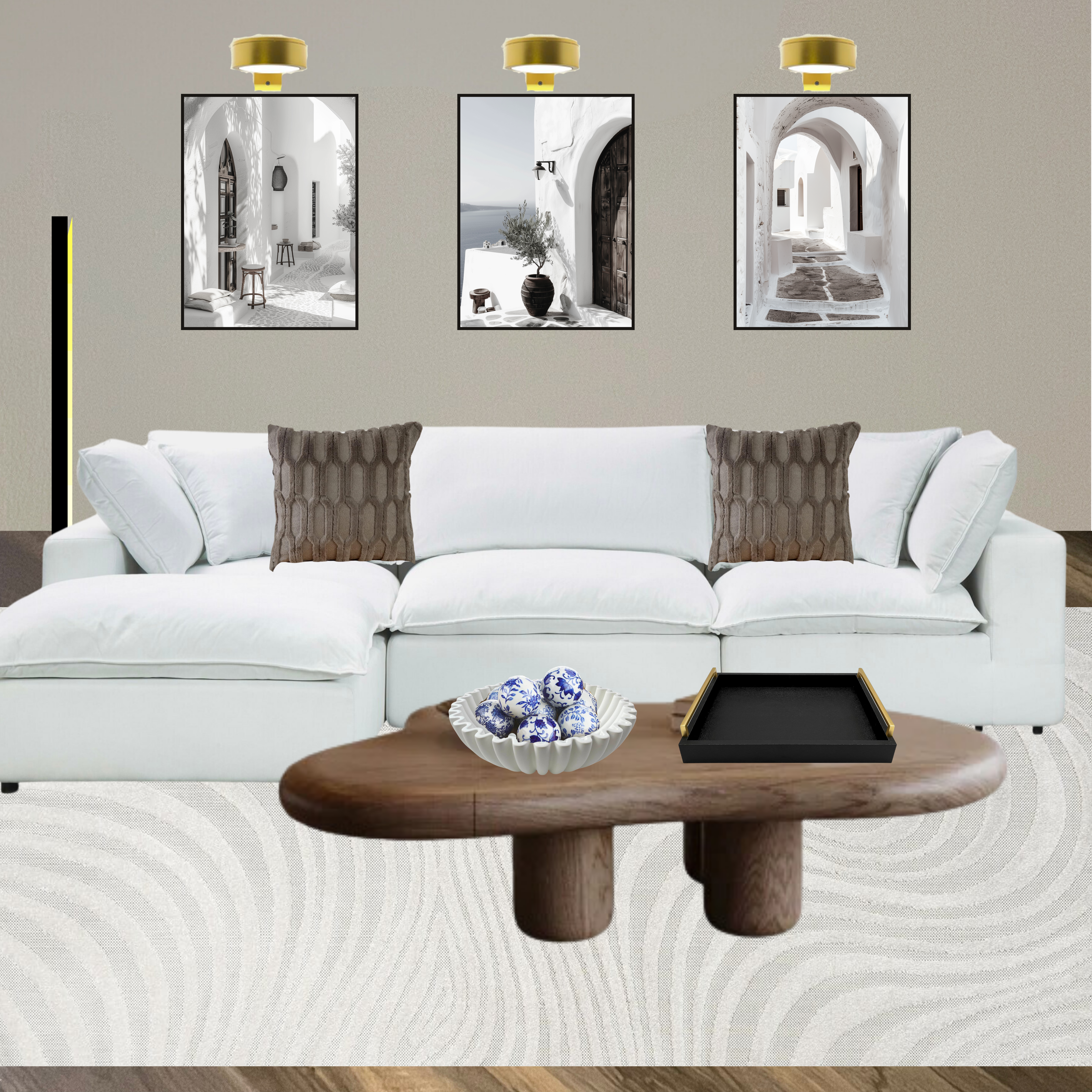 Greek Island Prints in B&W with Brown tones (Set of 3)