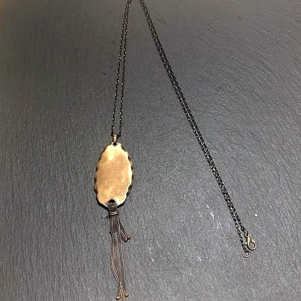Miniatura: Collares largos de bronce con colgante de flor natural en resina con borla
