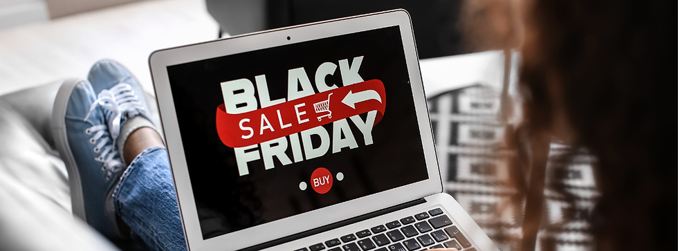 a woman online shopping for black friday