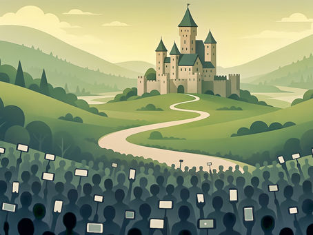 Crowd of visitors clustered at a popular scenic viewpoint, with several people holding smartphones over a rope barrier. The scene illustrates overtourism and the pressure on iconic nature locations — a contrast to the values of responsible, low-impact Photohiking.