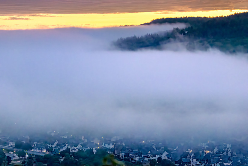 The fog reaches into the valley