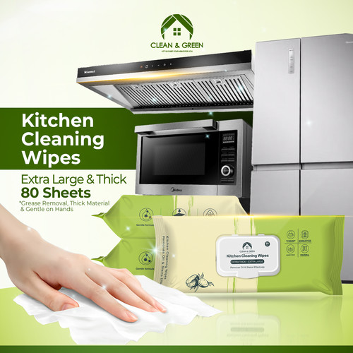 CLEAN & GREEN Kitchen Cleaning Wipes Clean & Green