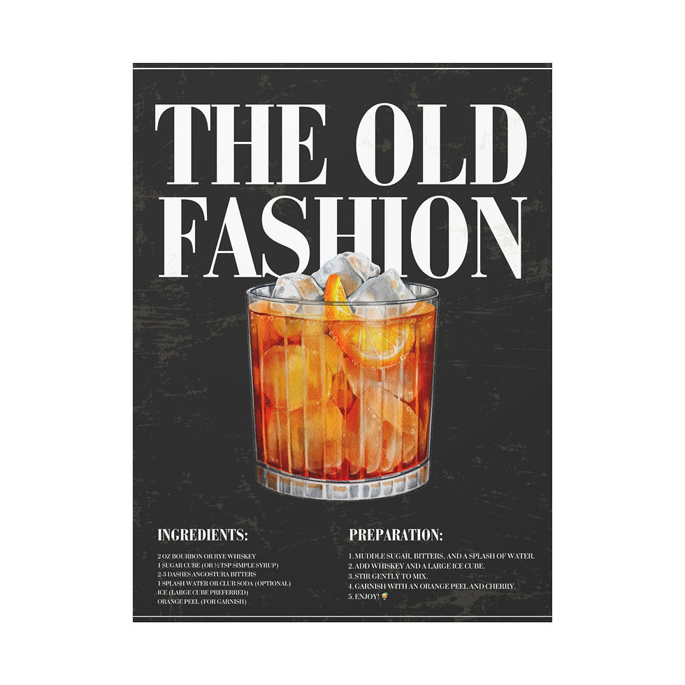 Thumbnail: Old Fashioned Cocktail Wall Art, Bourbon Lover Gift, Classic Cocktail Poster
