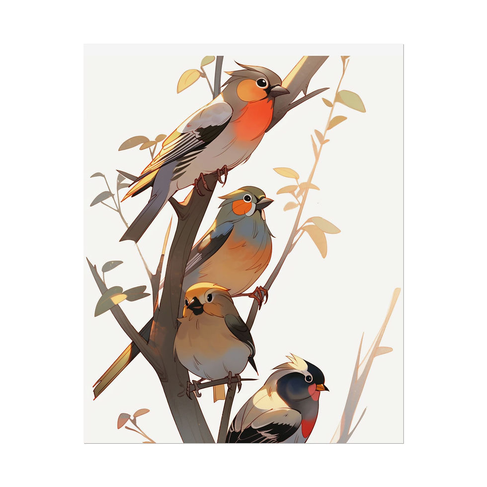 Thumbnail: Birdies Perching Rolled Poster