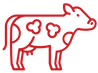 outline of cow in red
