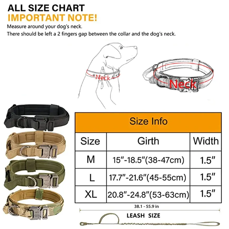 Thumbnail: Durable Tactical Dog Collar & Leash – Adjustable Military Pet Collar for Dogs