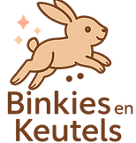 Een konijn dat een binkie maakt en keutels heeft gelegd