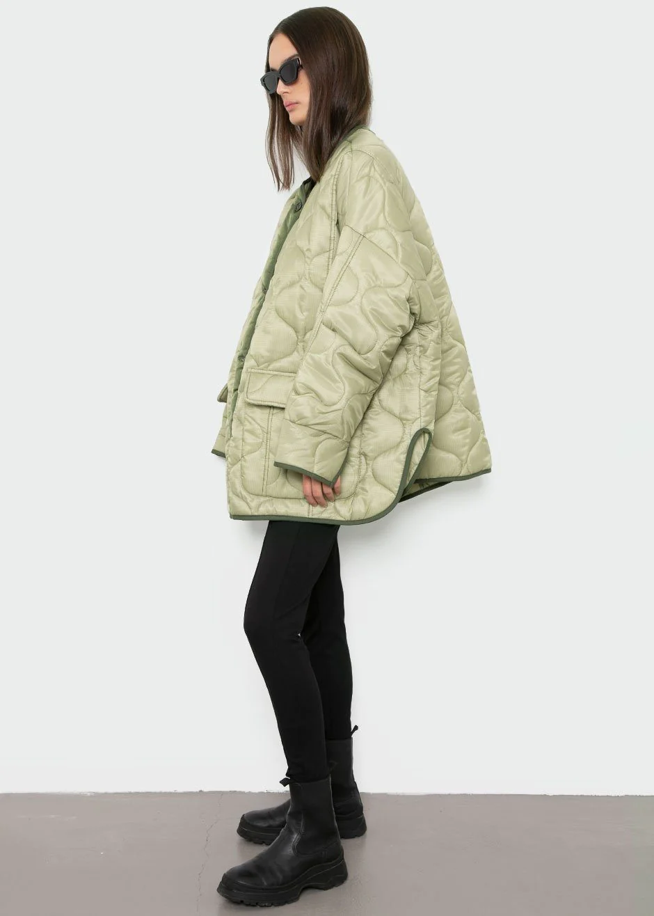 The Frankie Shop TEDDY QUILTED JACKET - MOSS GREEN