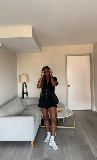 Brooklyn Fashion, Black Button Down Romper From Princess Polly, Asics Gel-Kayano 14, Baggu Crescent Bag