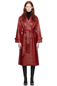 Reformation Red Veda Edition Leather Trench Coat