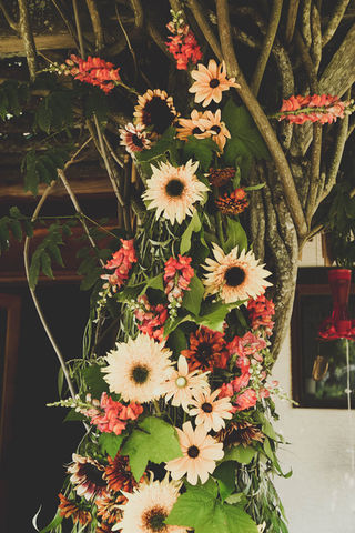 Flower arrangements enhance the beauty of the natural setting