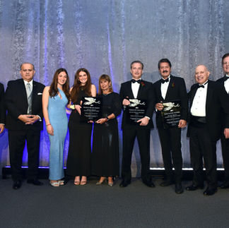 AHIF Chair Leon Andris, AHI President & CEO Nick Larigakis, HG Alumnae Francesca Rimbos & Jenna Temple, NHS Chair Lea Soupata, Fellow Honorees George Logothetis & Kostas Alexakis, AHI Chair James Lagos & Mike Emanuel