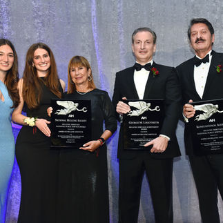 HG Alumnae Francesca Rimbos & Jenna Temple, NHS Chair Lea Soupata, Fellow Honorees George Logothetis & Kostas Alexakis