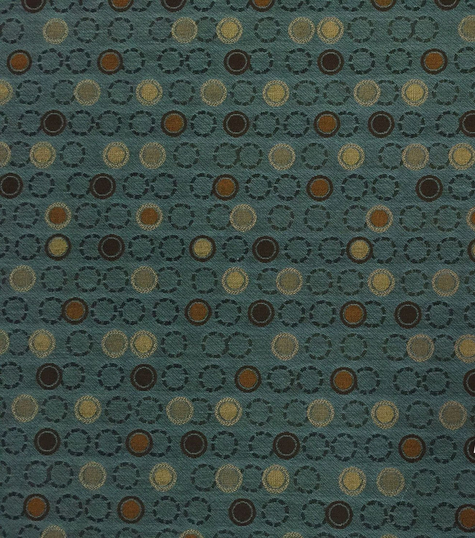 A small dot pattern made up of a darker teal, taupe, and light brown.
