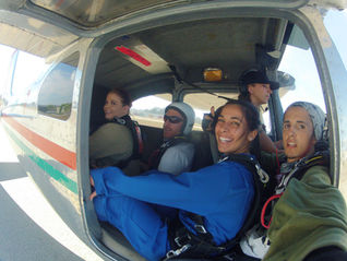 woman in plane skydiving
