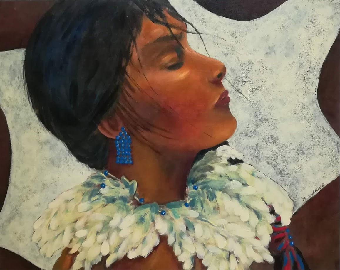 Portrait de femme amérindienne, cri du cœur. Toile unique.