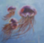 Animaux marins Soleils de mer Oeuvre de méduses contemporaine par l'artiste Annette Cormier