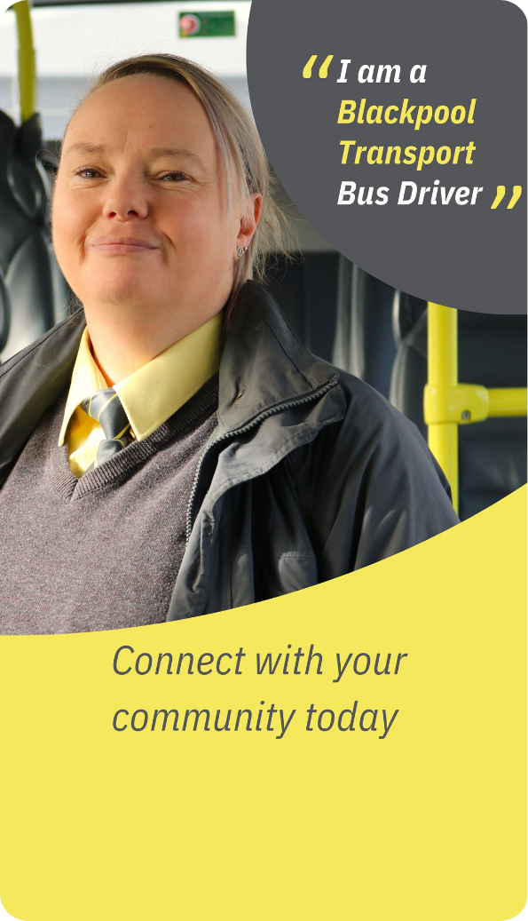 Smartphone displaying Blackpool Transport bus driver recruitment message