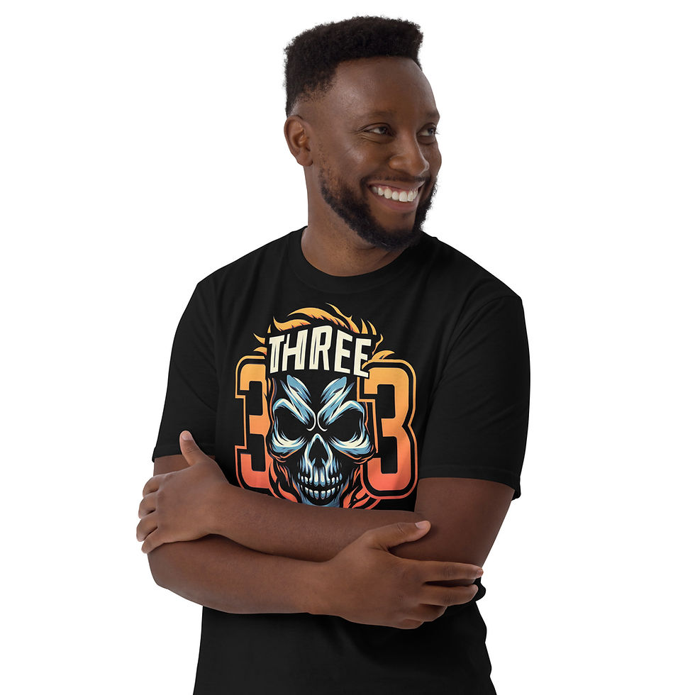 Thumbnail: THREE33 Fire Skull Black Short-Sleeve T-Shirt