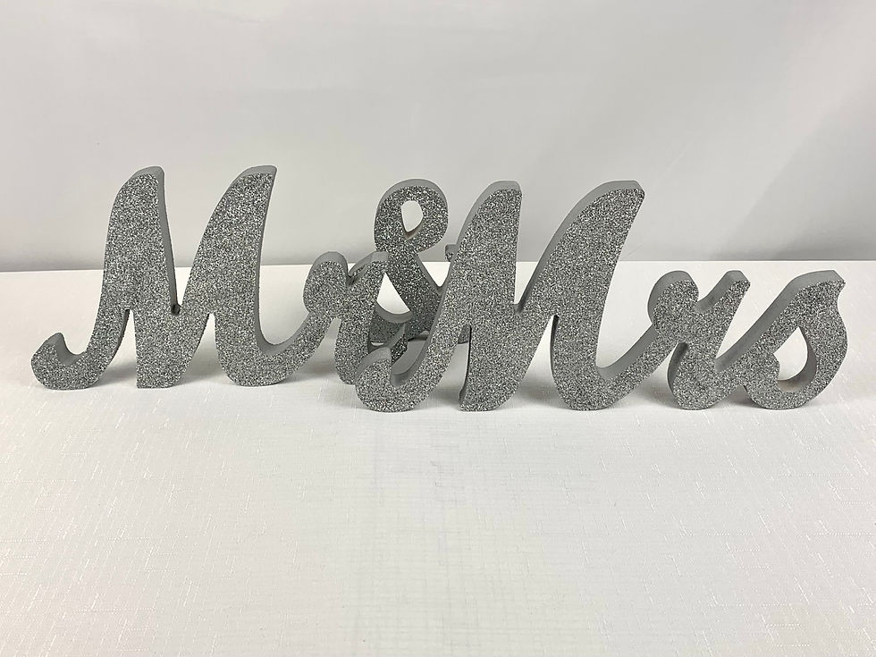Silver Glitter Mr. & Mrs. Sign