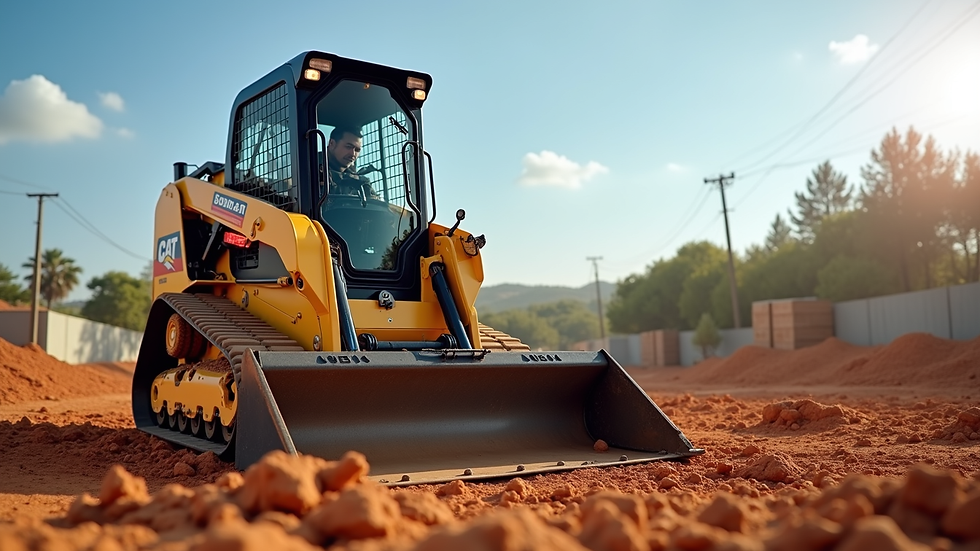 Vista frontal de mini carregadeira Bobcat S70 em terreno de construção