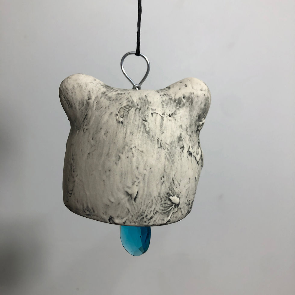Thumbnail: White Bear Head Bell (Ice Blue Clapper)