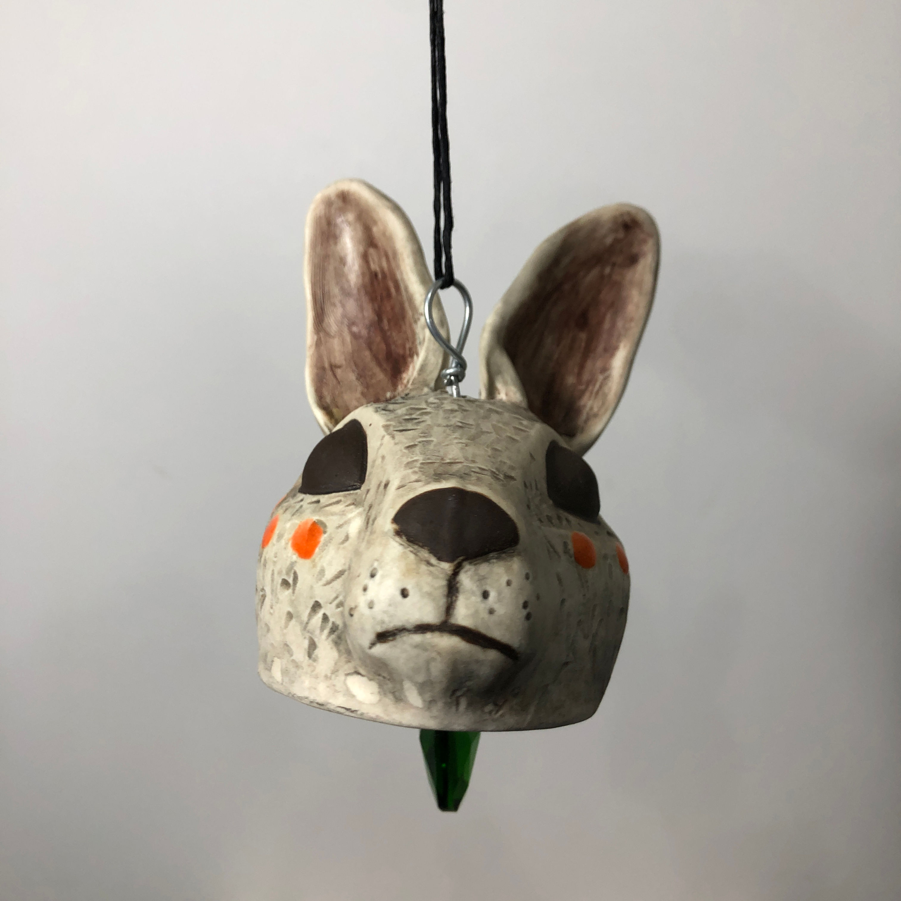 Bunny Head Bell (Orange Polka Dots)