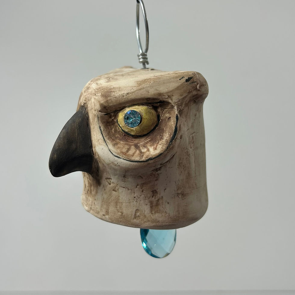 Thumbnail: Owl Head Bell (Ice Blue Eyes and Clapper)