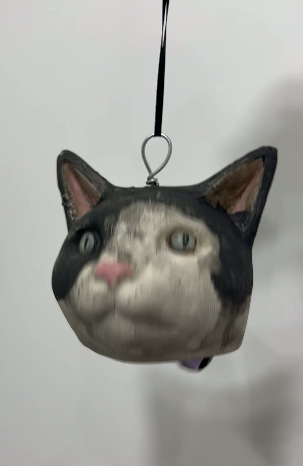 Tuxedo Cat Head Bell (Purple Clapper)