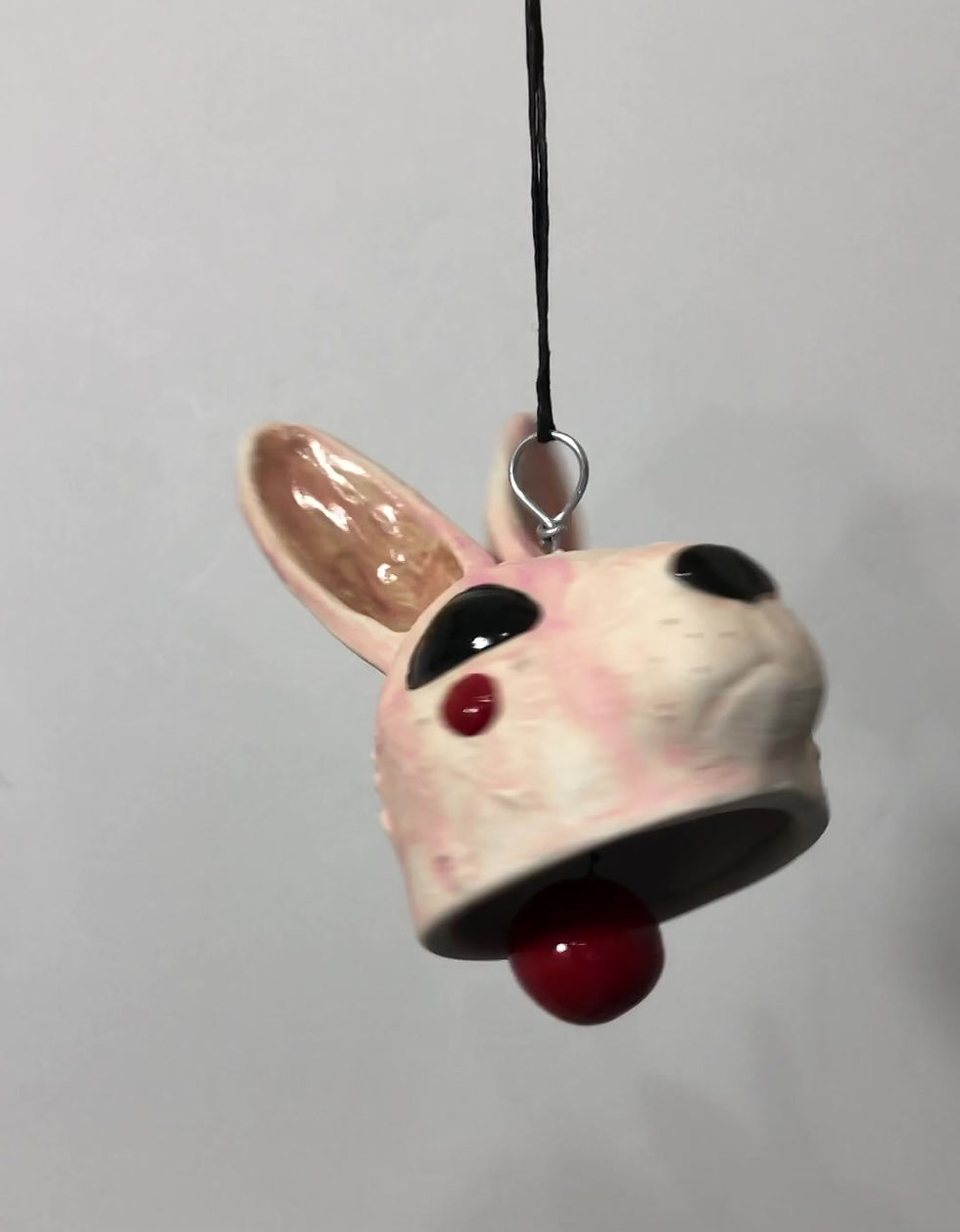 Thumbnail: Pink Bunny Head Bell (Red Dots and Clapper)