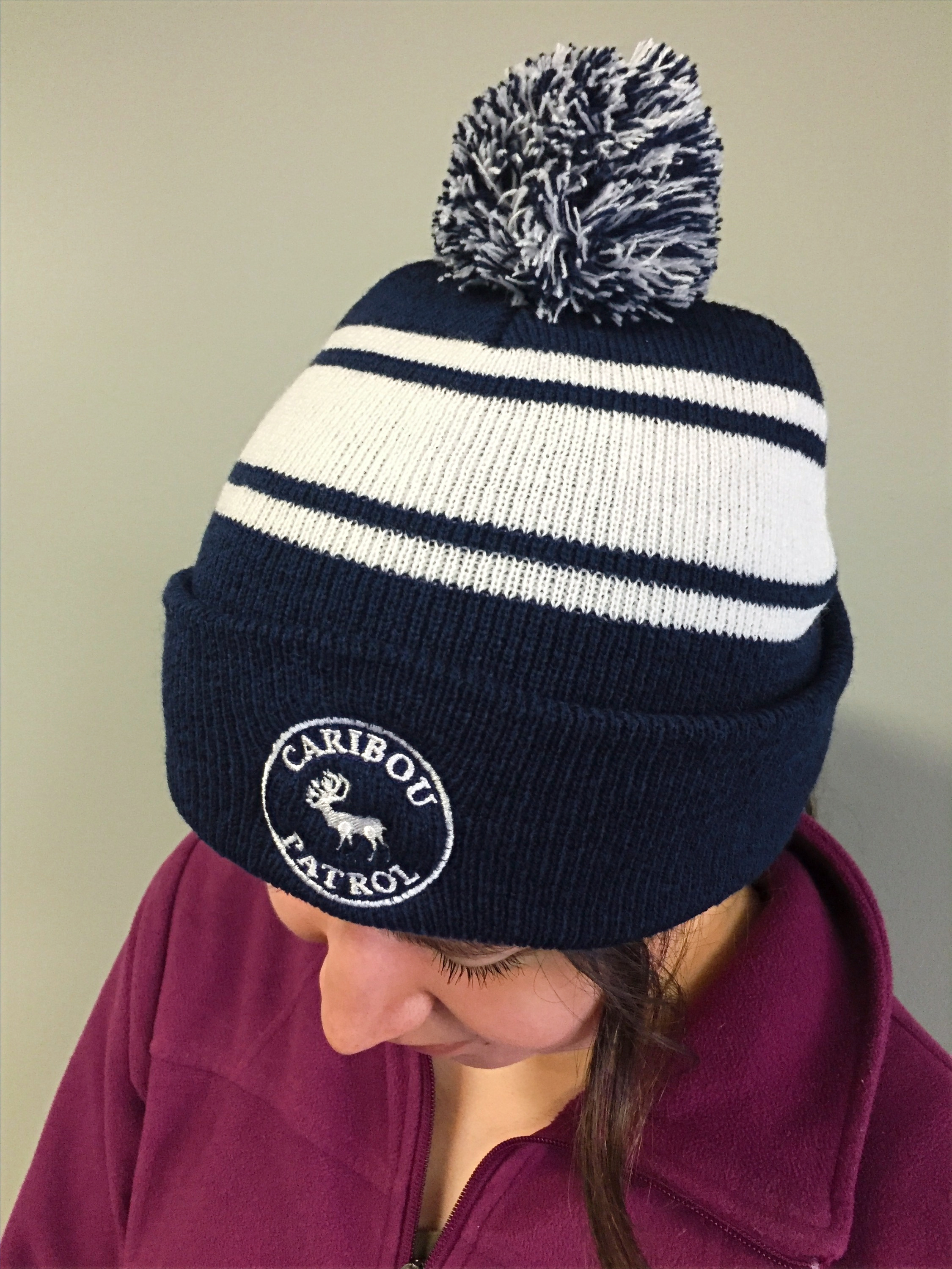 Striped Toque with Pom Pom