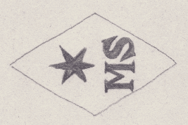 French Maker's Mark
NAME: Marcel Solnitzki INITIALS: M S SYMBOL: 6-pointed star DATES: 1946 - SPECIALITY: Jeweller PLACE: 61 rue Goutte d'or, Paris, France