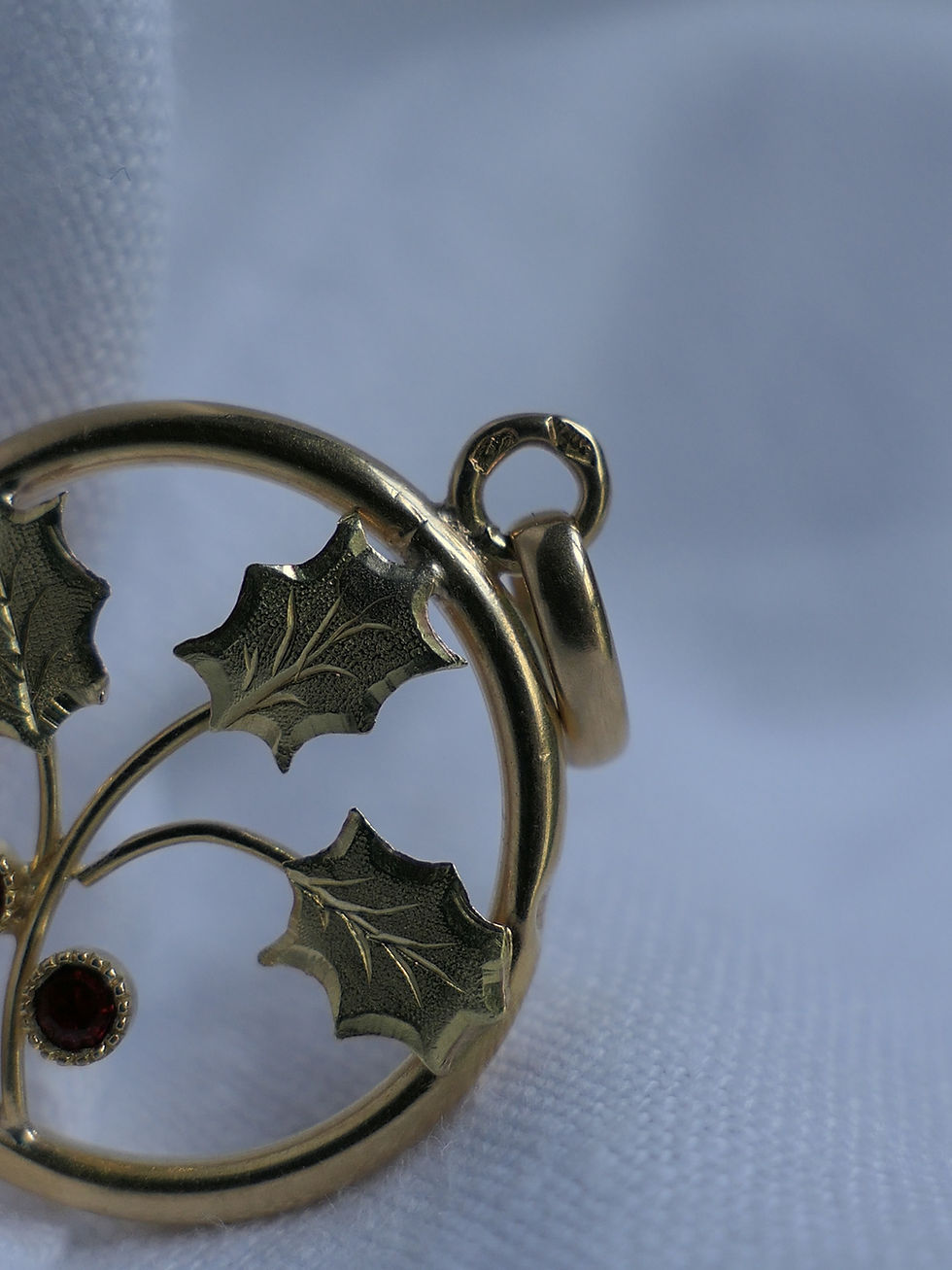 Thumbnail: Antique French Holly Pendant with Red Paste