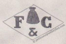 French Maker's Mark
NAME: Festa & Cremonesi INITIALS: F & C SYMBOL: Bottle DATES: 1920 - SPECIALITY: Jeweller PLACE: 25 rue de Douai, Paris, France
