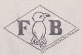 Poinçon de maître orfèvre joaillier, poinçon de fabricant, poinçon d’atelier, poinçon losangique. NOM: Ferdinand Everaerts INITIALES: E F SYMBOLE: Chat DATES: 1930 - PROFESSION: Bijoutier ADRESSE: 205 rue de Paris, Ivry-sur-Seine, France