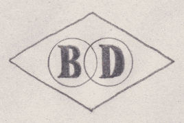 French Maker's Mark
NAME: Benjamin Delatre INITIALS: B D SYMBOL: 2 circles DATES: 1945 - SPECIALITY: Jeweller PLACE: 15 rue Elzevir, Paris, France