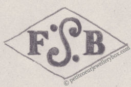 French Maker's Mark
NAME: François Berliand INITIALS: F B SYMBOL: S and 2 dots DATES: 1918 - SPECIALITY: Jeweller PLACE : 19 rue Michel le Comte, Paris, France