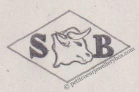 French Maker's Mark
NAME: Simon Burfeld INITIALS: S B SYMBOL: Cow’s head DATES: 1936 - SPECIALITY: Jeweller PLACE: 42 faubourg Montmartre, Paris, France
