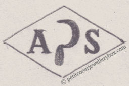 French Maker's Mark
NAME: A. Serpette INITIALS: A S SYMBOL: Sickle DATES: 1959 - SPECIALITY: Jeweller PLACE: 104 rue des Rosiers, St Ouen, France