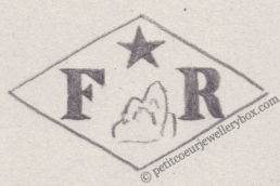 French Maker's Mark
NAME: Francis Rochebilière INITIALS: F R SYMBOL: Rock and star DATES: 1905 - SPECIALITY: Jeweller PLACE: 15 rue Elzévir, Paris, France