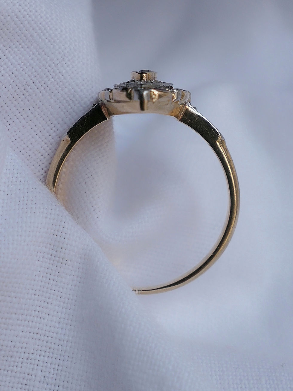 Thumbnail: Stunning Double Halo Antique Pink Paste Marquise and Rose Cut Diamond Ring