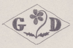 French Maker's Mark
NAME: Gustave Desplantes INITIALS: G D SYMBOL: Pansy DATES: 1900 - 1902 SPECIALITY: Jeweller PLACE: 21 rue d'Antin, Paris, France