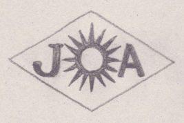 French Maker's Mark
NAME: Joseph Abramovici INITIALS: J A SYMBOL: Sun DATES: 1927 - SPECIALITY: Jeweller PLACE: 83 bis rue Lafayette, Paris, France