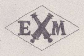 French Maker's Mark
NAME: Emile Mary INITIALS: E M SYMBOL: 2 crossed canons DATES: 1946 - SPECIALITY: Jeweller PLACE: 1 rue Roosevelt, Vincennes, France