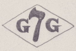 French Maker's Mark
NAME: Gaston Gouache INITIALS: G G SYMBOL: Axe DATES: 1931 - SPECIALITY: Silversmith PLACE: 210 rue St-Maur, Paris, France
