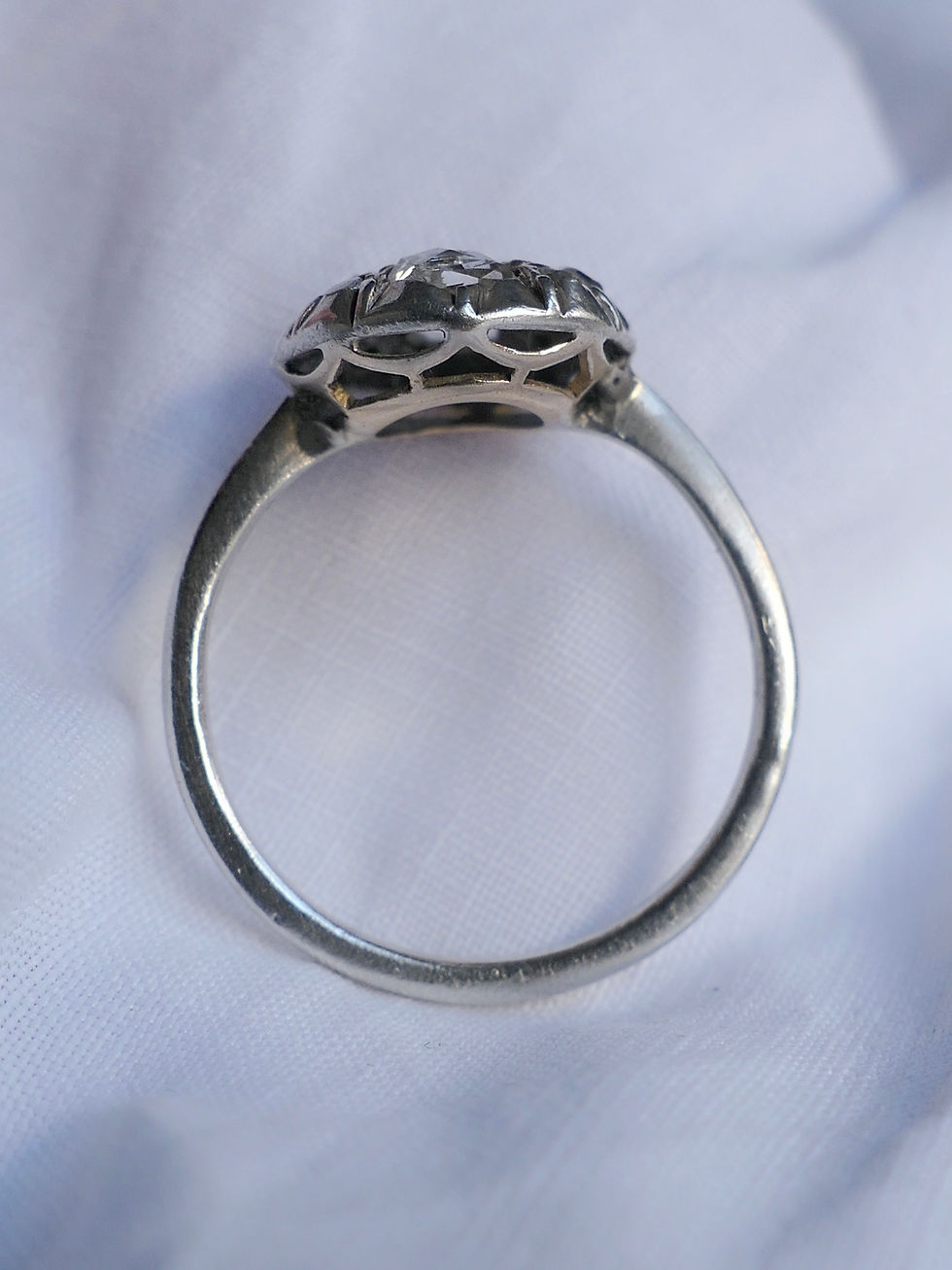 Miniature : Antique Rose Cut Diamond Encrusted Pinched Collet Setting Ring