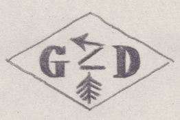 French Maker's Mark
NAME: Gilbert Diltoer INITIALS: G D SYMBOL: Broken arrow DATES: 1942 - SPECIALITY: Jeweller PLACE: 71 rue des Gavilliers, Paris, France