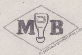 French Maker's Mark
NAME: Meyer-Boutelkoff INITIALS: M B SYMBOL: Upside-down bottle DATES: 1913 - SPECIALITY: Jeweller PLACE: 126 rue Amelot, Paris, France