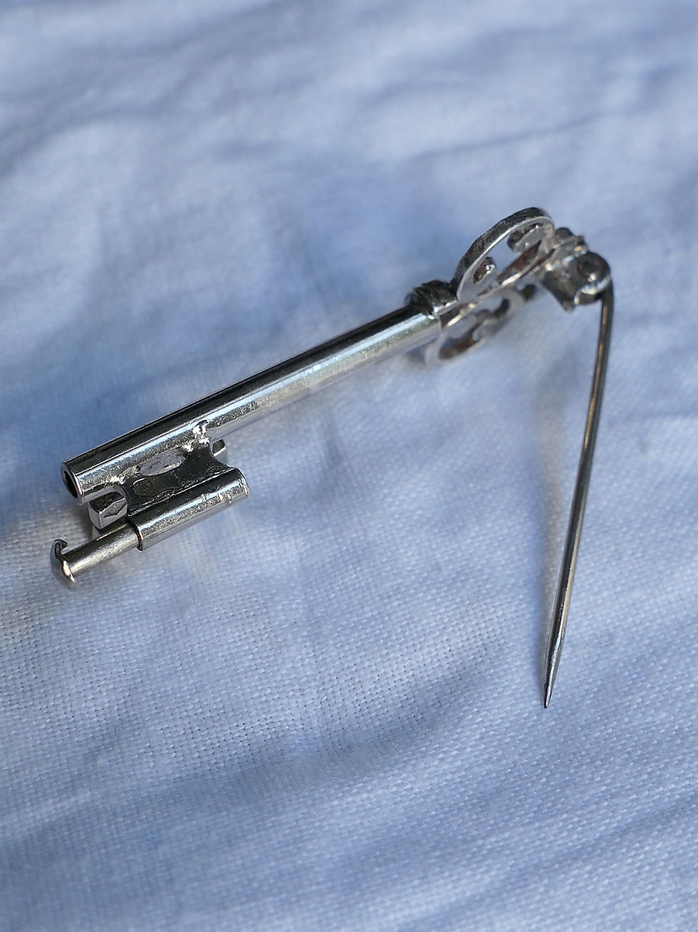 Thumbnail: Vintage Silver Marcasite Key Brooch